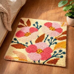 🌸 Handmade Floral Rug | Artisan Boho Decor | 20.5” x 15” | One-of-a-Kind